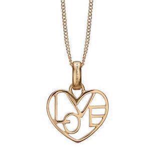 Christina Collect gold-plated sterling silver Loveable Beautiful heart with LOVE inside and with a white topaz on the chain clasp, model 680-G05